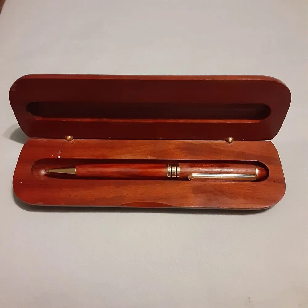 Vintage John 8:12 wooden box & pen set Christian NOTE